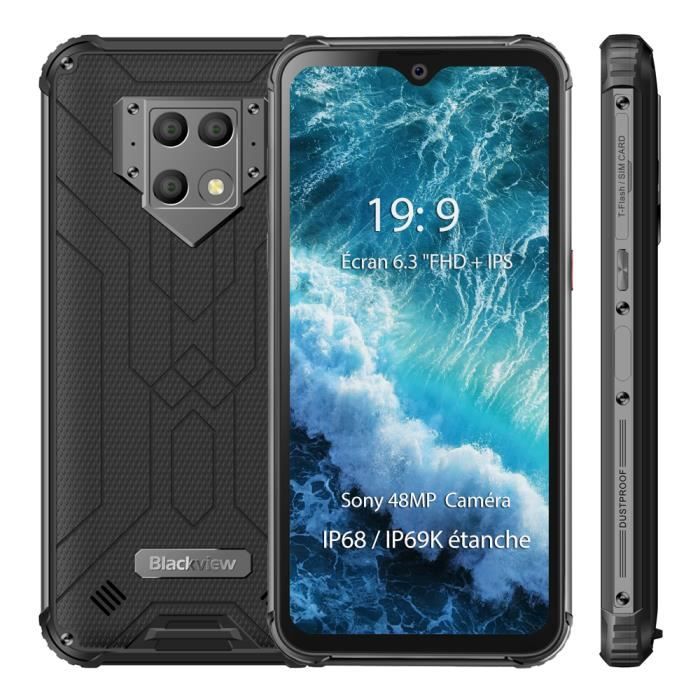 Achat T&eacute;l&eacute;phone portable Blackview BV9800 Smartphone Étanche Incassable 128Go Écran 6.3" Helio P70 Octa core SONY 48MP Caméra Téléphone mobile 4G - Noir pas cher