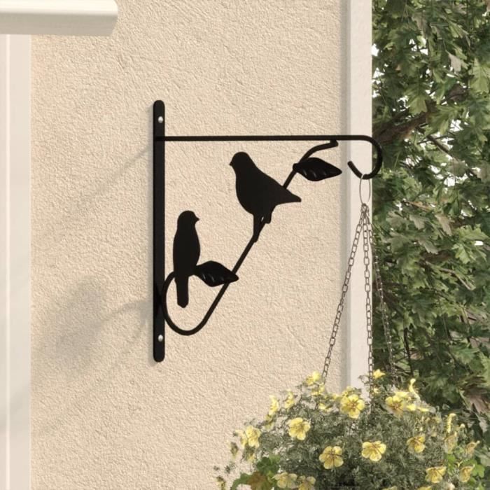 Support Mural Plantes Interieur Support Plante Suspendu Métal Noir - Crochet Mural Extérieur - Pour Mangeoire, Carillon, Jardinière Décoration Murale Extérieure