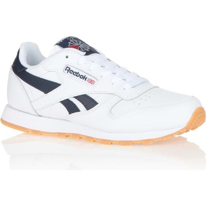REEBOK Baskets Classic Leather Enfant Mixte Blanc et Marine