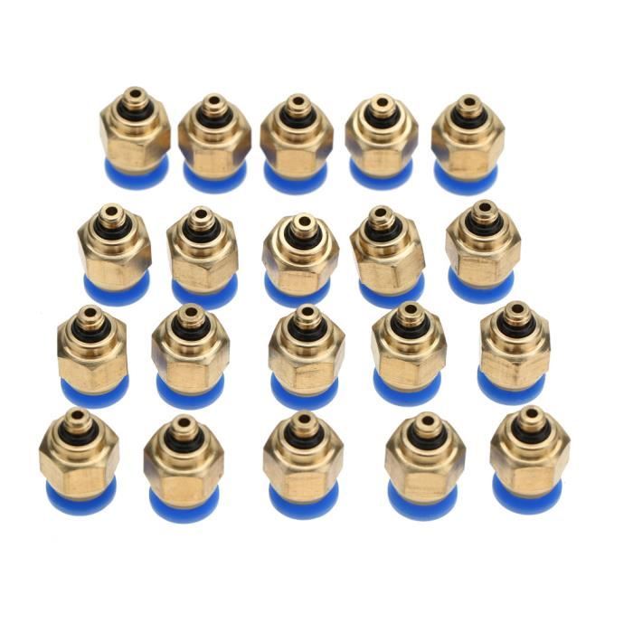 Raccords Rapides Pneumatiques Push-Lock En Laiton Nickelé - Lot De 5, Diamètre 10 Mm, Pour Tubes PU/PA/PE/PVC, Pression Max 2 MPa