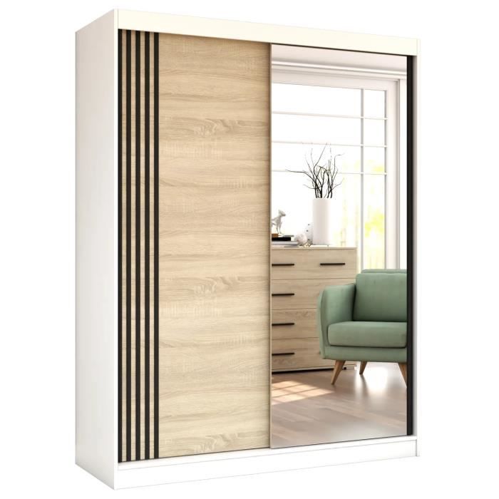 Armoire de chambre avec miroir 2 portes coulissantes Style
