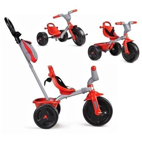 Tricycle évolutif 3 en 1 FEBER Rouge Canne parentale réglable Mixte 12 à 36 mois