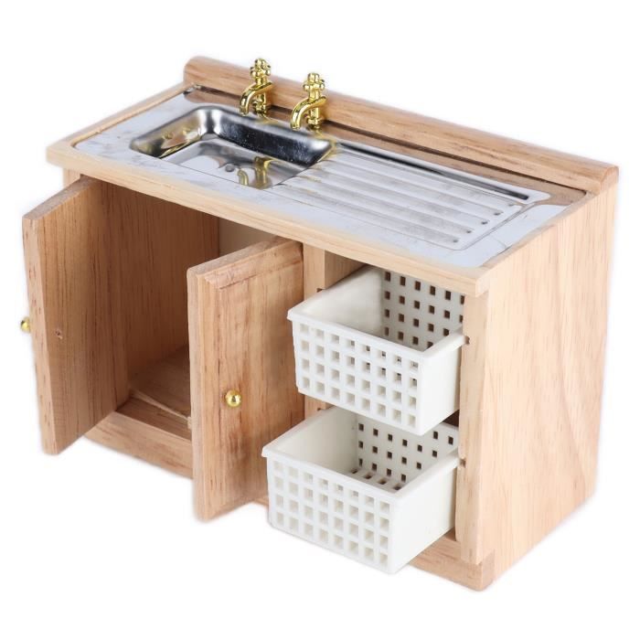 Évier Miniature SUPVOX En Bois – échelle 1:12 – Accessoire Maison De Poupée – Décoration