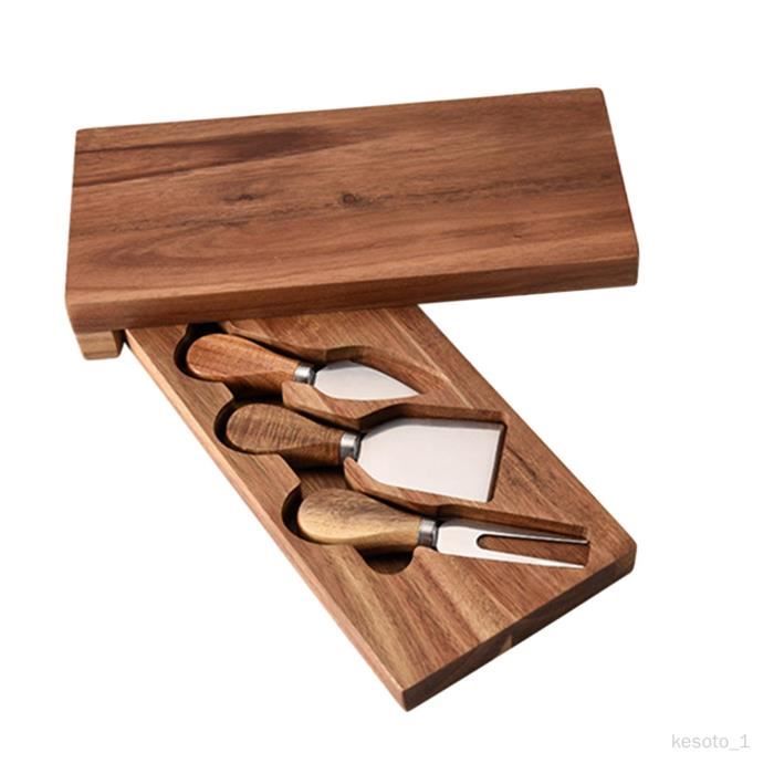 BlauKe Plateau à Fromages en Bois de Bambou avec Ensemble de Couteaux