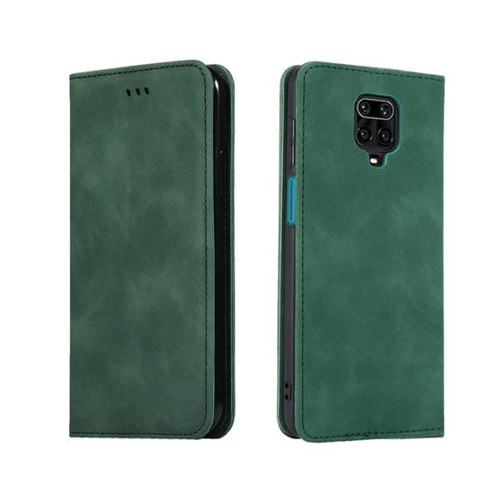 Coque Cuir Premium Pour Xiaomi Redmi Note 9 Pro/9 Pro Max/9S 4G 6.67" Avec Verre Trempé - Étui Portefeuille Rabattable Magnétique Marron