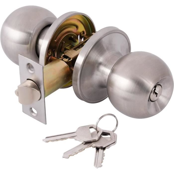 Poignée de Porte, Verrouillage Ronde en Acier Inoxydable, Serrure de ...