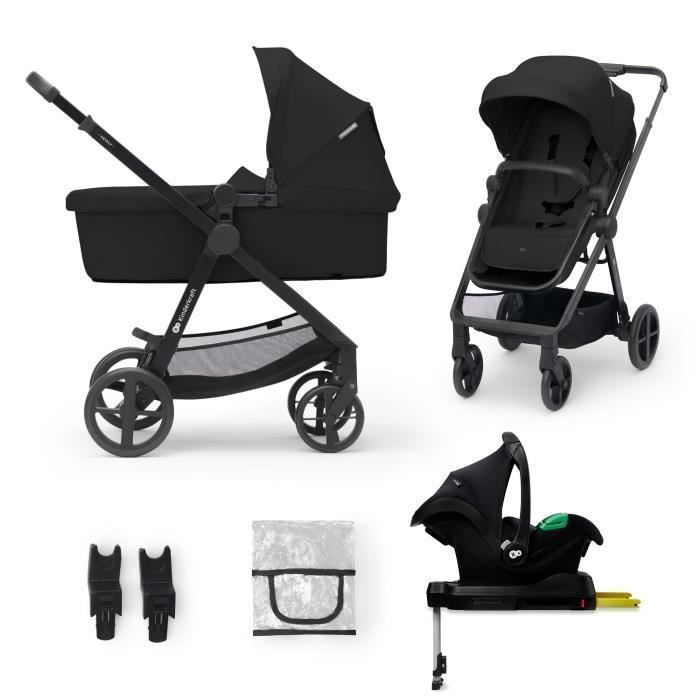 Poussette Kinderkraft NEWLY 4 en 1 jusqu’à 22 kg avec siège auto i-Size pliable légère roues amorties Noir
