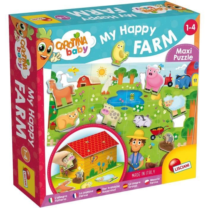 Puzzle à encastrements - Carotina Baby - La Joyeuse ferme - LISCIANI - Animaux - 12 mois