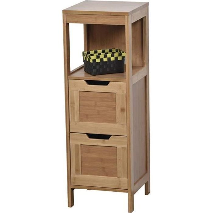 Étagère En Bambou 3 étages Relaxdays - 80x34,5x33 Cm - Blanc - Pour Salle De Bain, Cuisine, Couloir - Charge Max 10 Kg Par étage