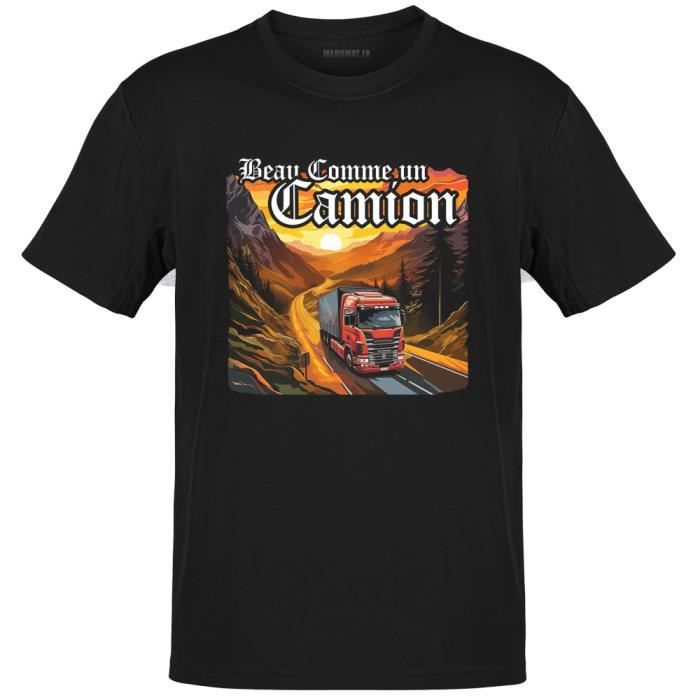 T-Shirt noir Homme manches courtes Beau Comme un Camion Humour
