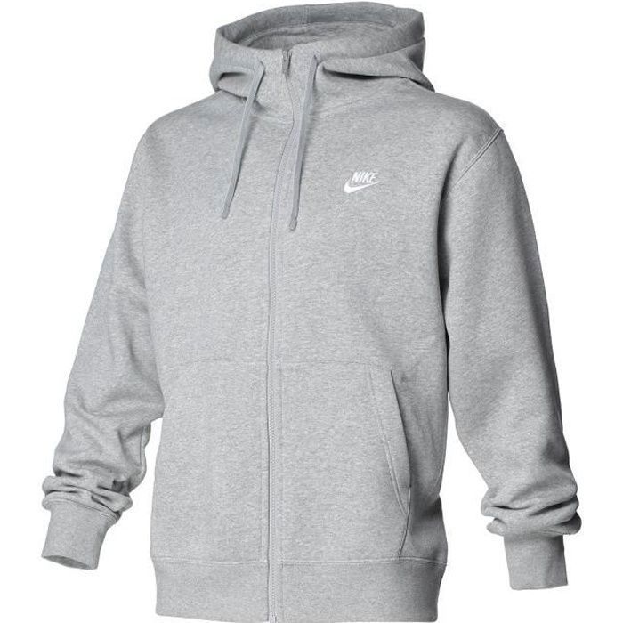 nike veste à capuche zippée club gris - homme