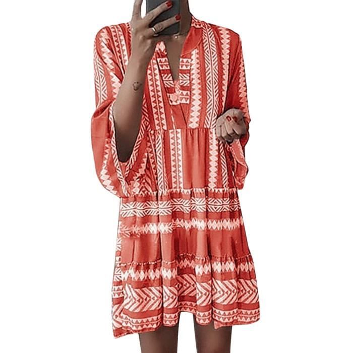Robe Longue Maxi Femme Imprimé Crâne - Sans Manches, Ample, Fluide, Polyester - Bohême Plage été - 4