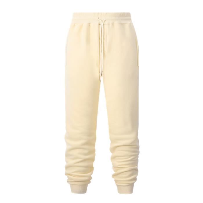 Pantalon De Jogging Homme En Polaire Coton - Coupe Taille Haute, Cordon, Poches - Confortable Pour Sport, Loisirs, Automne-Hiver