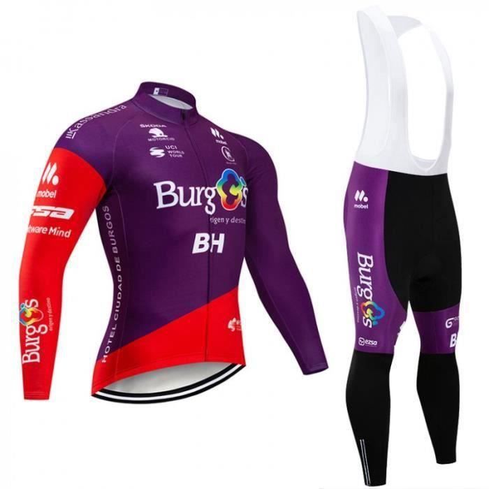 Ensemble de Vêtement Cycliste Homme Manches Longues + Cuissard Violet