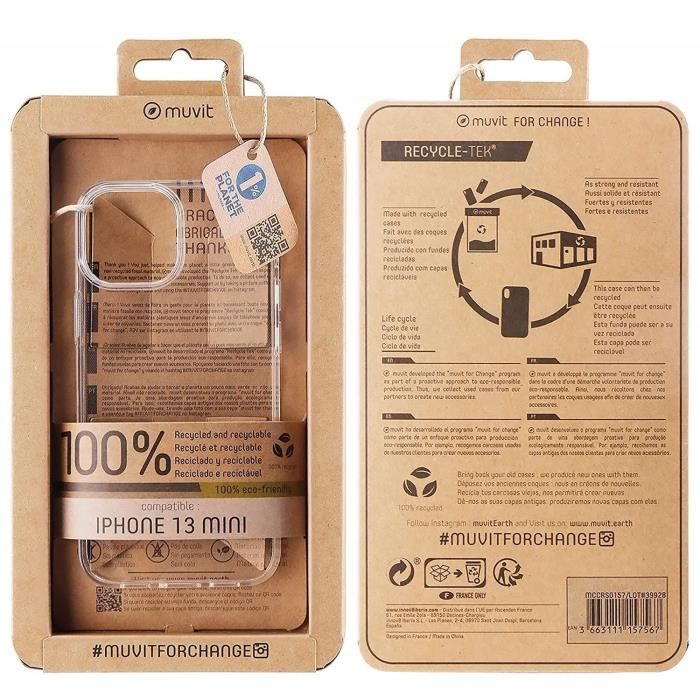 MUVIT FOR CHANGE RECYCLETEK SOUPLE TRANSPARENTE IPHONE 13 MINI