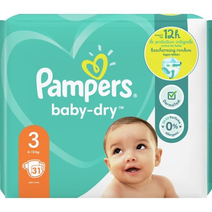 Pampers Couches Baby Dry Taille 3 - 34 Couches