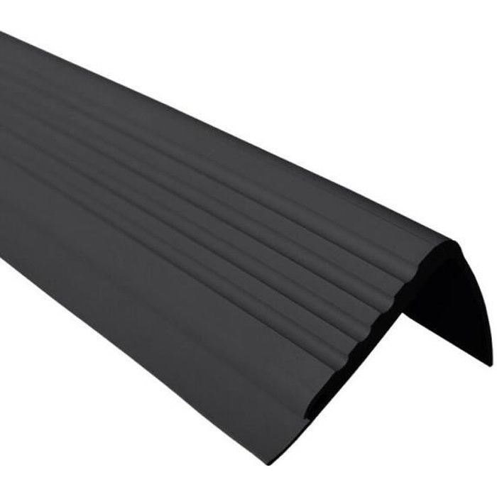 1,5 profilé d'escalier nez de marche antidérapant PVC noir PMW, 48 x 42 mm