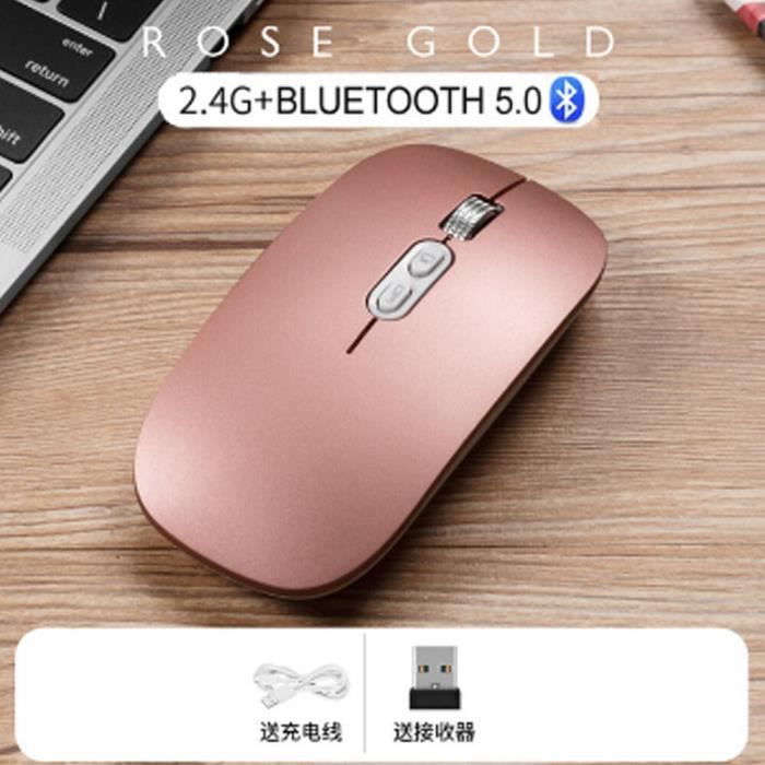 Souris Bluetooth Souris sans fil rechargeable pour Macbook Pro, souris sans  fil Bluetooth pour ordinateur portable (or rose)