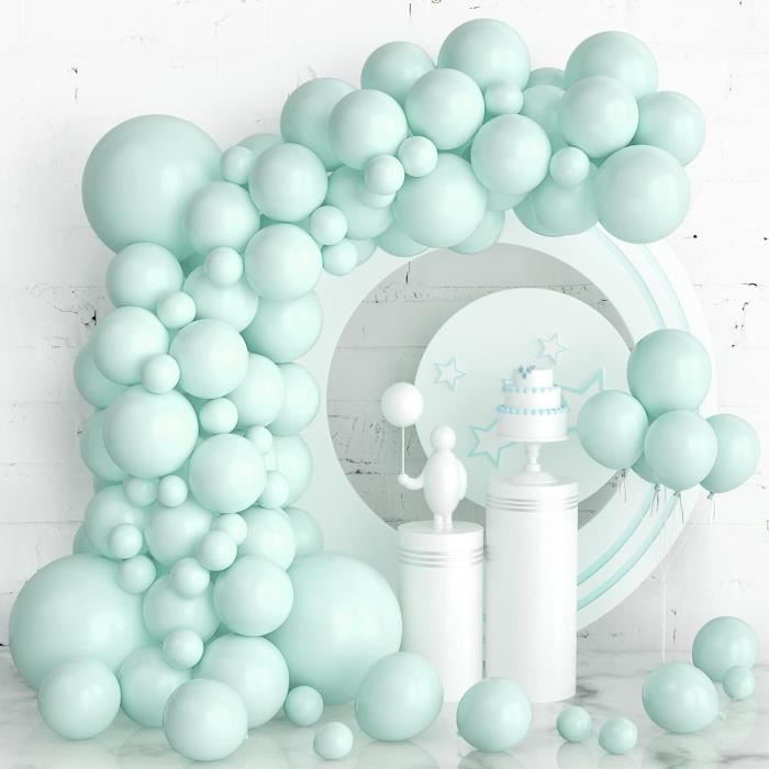 Kit Arche De Ballons Bleu Poussiéreux - 109 Pièces, Ballons Blancs Et Bleu Clair - Pour Gender Reveal, Mariage, Fête