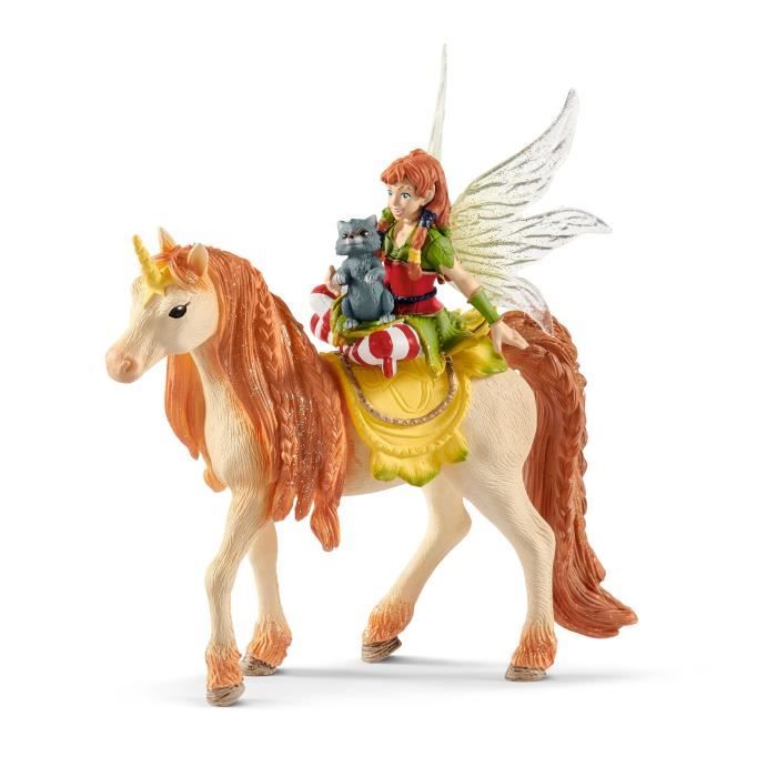 Ensemble de 3 Pièces avec Fée Marween et sa Licorne Scintillante - Comprend une Figurine de Fée Magi