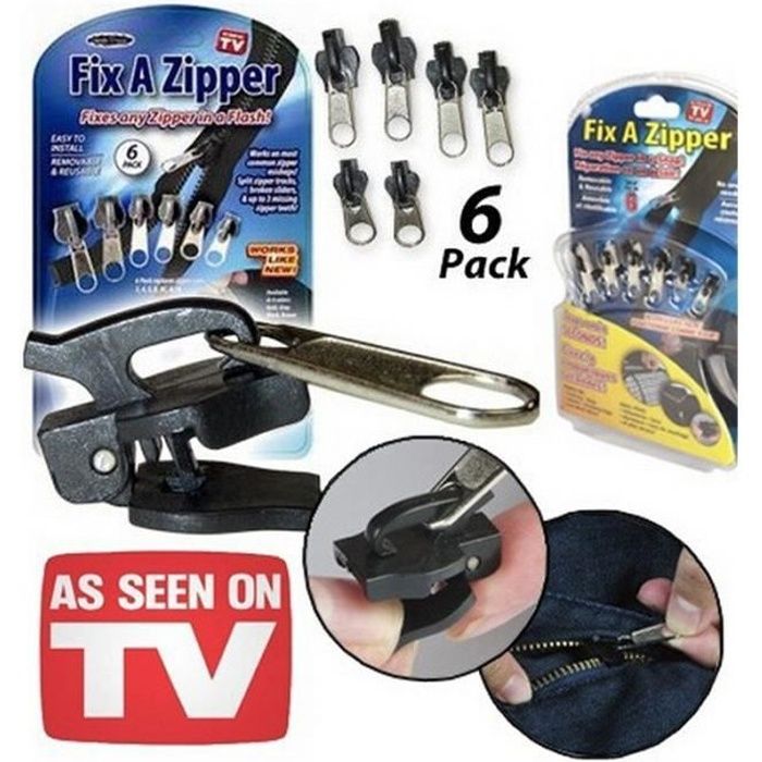 Fix-a-zipper- kit de 6 zippers pour réparation fermeture éclair