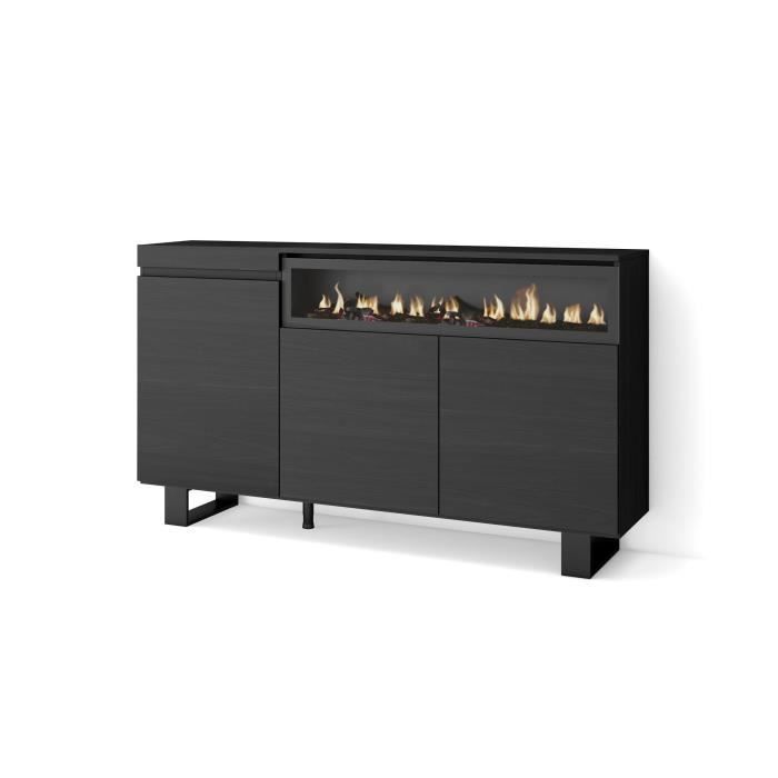 Buffet Bahut Enfilade 150x35x87cm 3 Portes 1feu électrique Noir RF2515 Buffet Bahut Enfilade 150x35x87cm 3 Portes 1feu électrique Noir RF2515