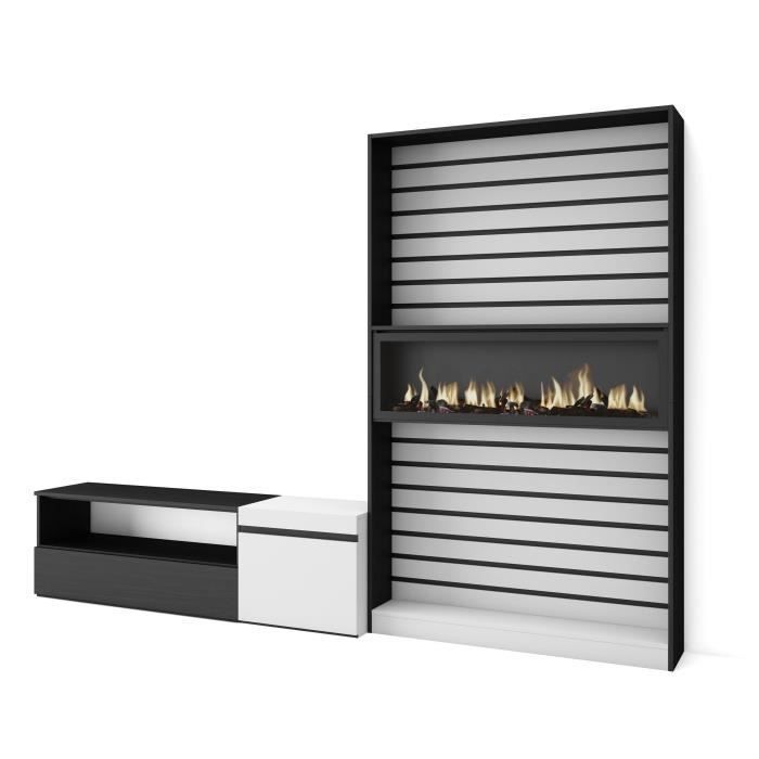 Meuble TV avec feu 260x186x35cm Pour les TV jusquà 65 Blanc RF2551 Meuble TV avec feu 260x186x35cm Pour les TV jusquà 65 Blanc RF2551