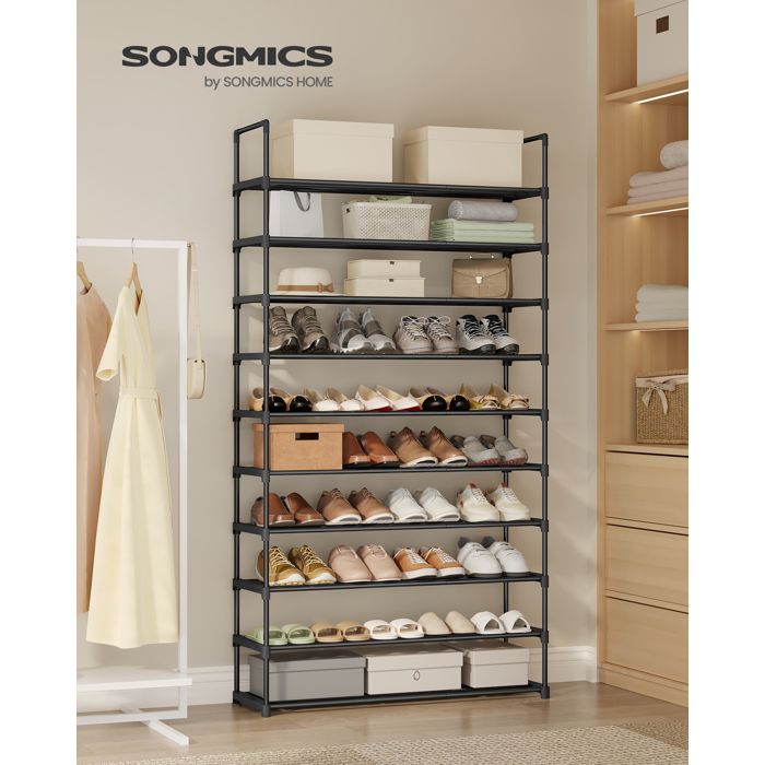 SONGMICS Étagère à Chaussures à 10 Niveaux Séparable en Métal Pour 50 Paires 94 x 30 x 206 cm Noir SONGMICS Étagère à Chaussures à 10 Niveaux Séparable en Métal Pour 50 Paires 94 x 30 x 206 cm Noir