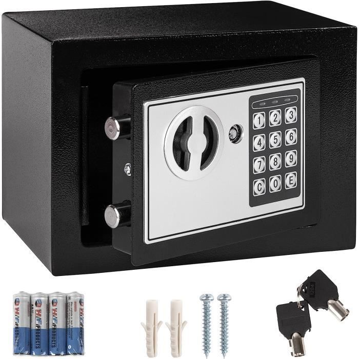 Coffre-fort Mural électronique Noir - 0,35 Pieds Cubes - Acier - Petite Taille - Clé De Secours