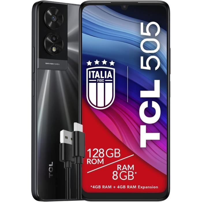 TCL Mobile 505 Smartphone 4G Écran 6 75 HDplus 90Hz 8 Go RAM Appareil Photo Hybride 50Mp Android 14 Batterie 5010 mAh Double Sim Câble USB Type C Additionnel - vue 9