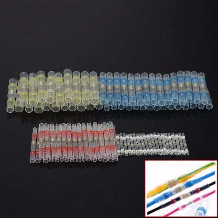 Lot de cosses élect Connecteur isolé gaine thermorétractable manchon soudure