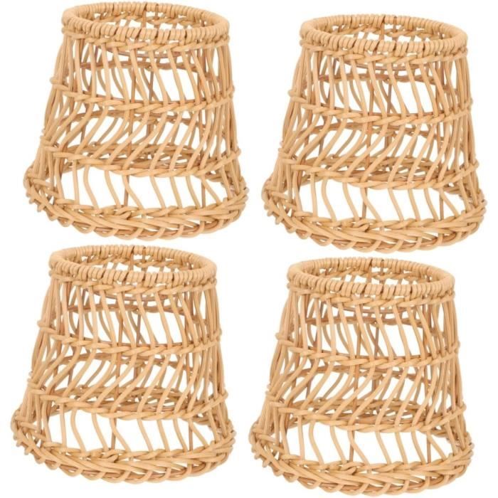 Abat-jour En Rotin Tressé OSALADI - Diamètre 20cm, Style Vintage, Pour Plafonnier Ou Suspension