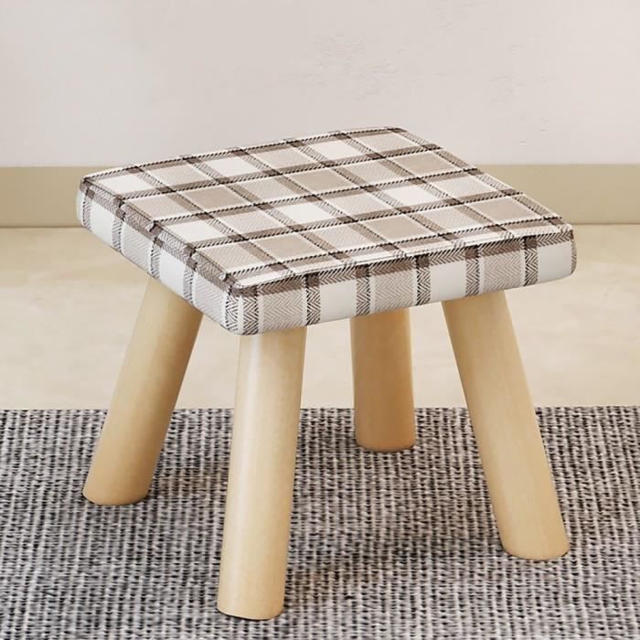 Petit Tabouret Repose-pied En Bois Massif - Style Rustique Vintage 60-70