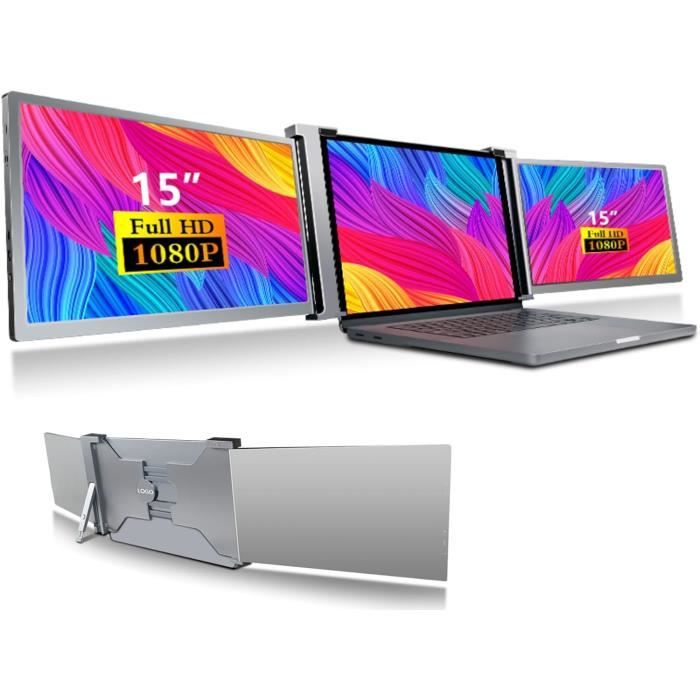 Rallonge D'écran Triple Moniteur 14'' FHD IPS - Pour PC, Mac, Switch, PS5 - Noire