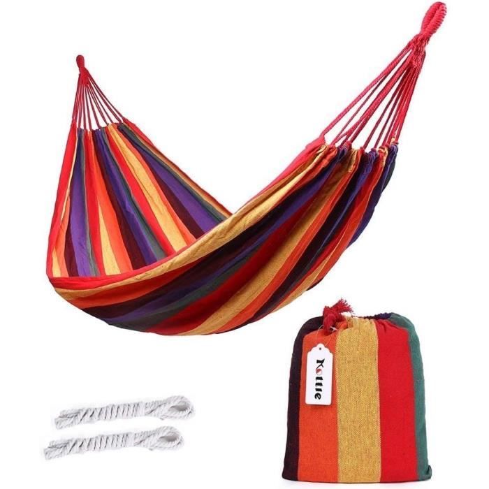 2 Personnes Hamac Brésilien Double Hamac En Toile De Coton Avec Terrasse, Véranda, Jardin