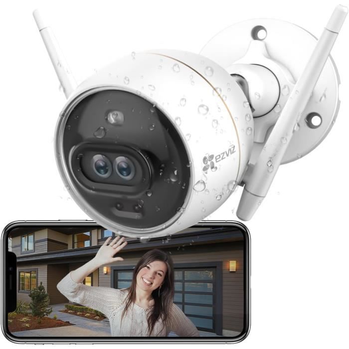 8MP Caméra Surveillance WiFi Extérieure à Double Objectif,2.4G/5GHz Caméra 2-In-1,Détection Humaine avec Panneau Solaire,Suivi Automatique,Vision Nocturne Couleur,Étanche,Audio Bidirectionnel,360°PTZ