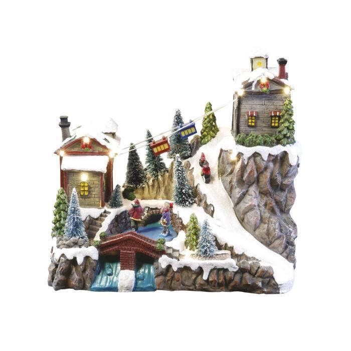 Village de Noël lumineux et musical - Téléphérique animé - Cdiscount Maison