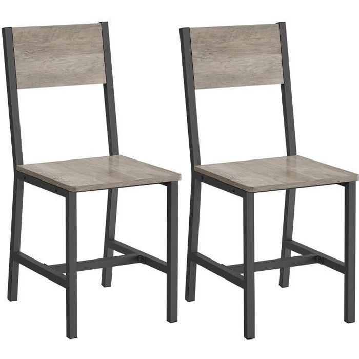 Chaise Salle à Manger Lot de 2 - VASAGLE - Style Industriel - Grège Chiné et Gris Mat Chaise Salle à Manger Lot de 2 - VASAGLE - Style Industriel - Grège Chiné et Gris Mat