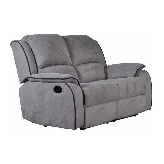 Canapé 2 places relax en microfibre - VENTE-UNIQUE - HERNANI - Gris - Classique