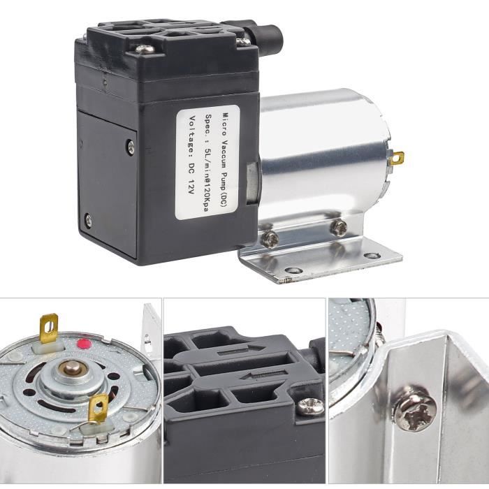 Pompe à Vide DC 12V/24V - 15L/min, 200kPa - Pour Dépression, Aspiration - Avec Support