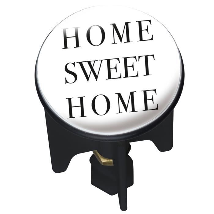 WENKO Bouchon d'évier Pluggy®, Bonde de lavabo, Home Sweet Home, Laiton, Ø 3,9x6,5 cm, multicolore