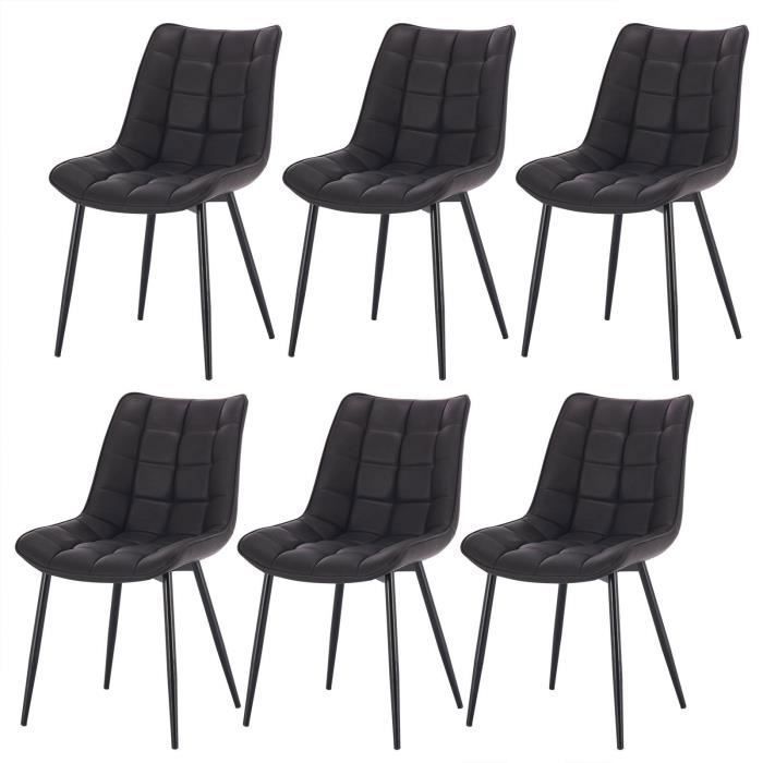 WOLTU 6x Chaises de salle à manger Chaises de Cusine Assise rembourrée en Similicuir pieds en métal Anthracite W0ATT0098-6
