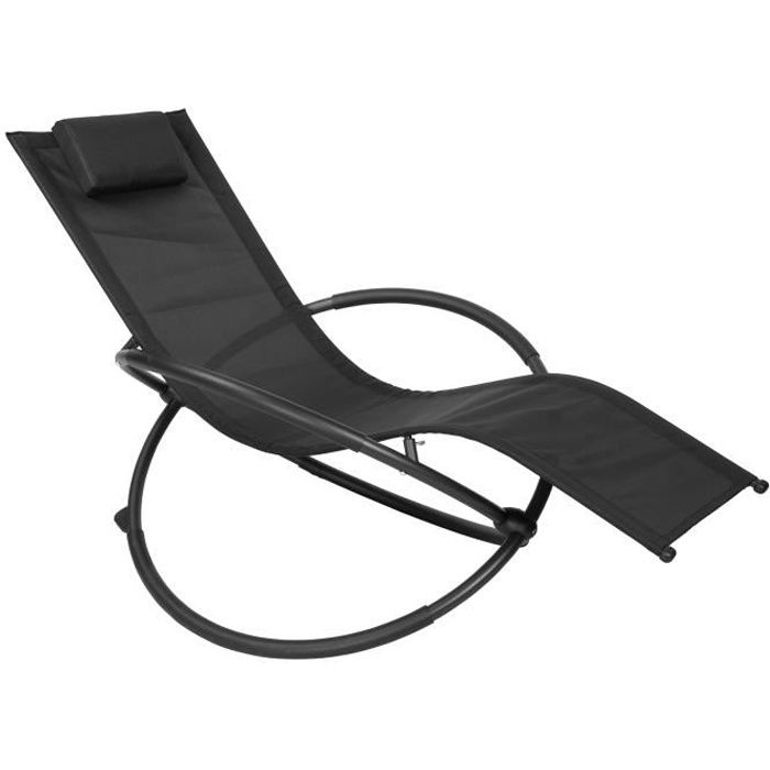 woltu chaise longue de jardin en tissu, bain de soleil pour jardin, fauteuil à bascule, 175x53 cm, noir