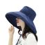 Jolisson Capeline Pliable Femme Chapeau de Soleil de Plage Large Bord Noeud Coton UPF UV Contre Le Soleil Chic Accessoire