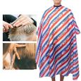 Drfeify Cape de coiffure Cape de coupe de cheveux à motif rayé Barber Shop Tablier de coiffure imperméable 160x140cm-1