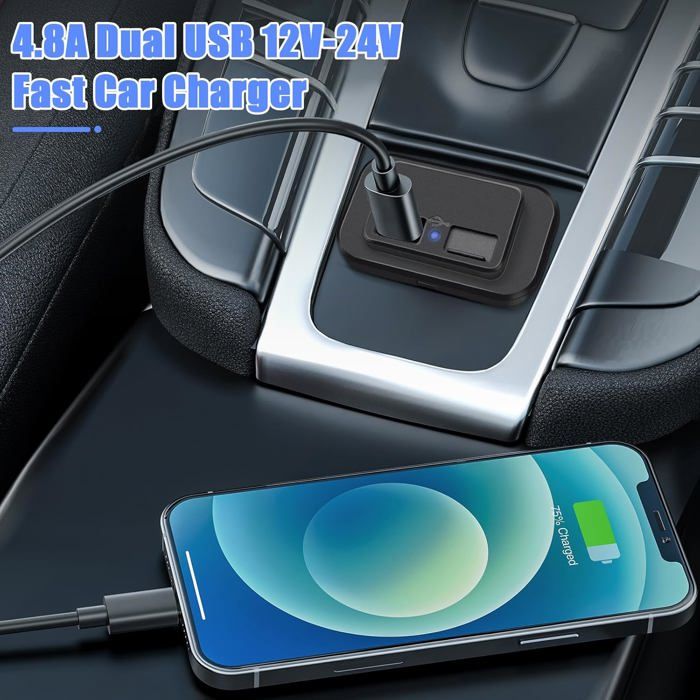 Chargeur Voiture USB 12V/24V - 4 Ports (2 USB-C PD + 2 USB-A QC3.0) Avec Voltmètre LED, Pour Voiture, Bateau, Camping-Car