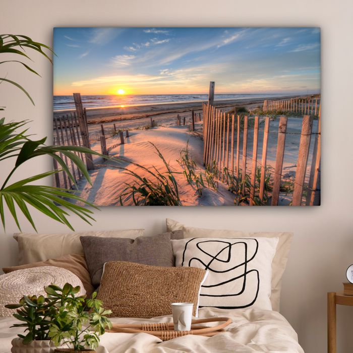 MuchoWow© Impression sur Toile Decoration Murale Peinture 80x120 cm Tableaux Decoratifs Muraux Déco Chambre Tableau Salon Cerf - Animaux - Coucher de soleil - Hiver - Bruyère - Nature