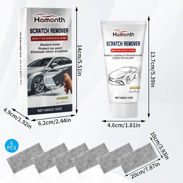 Kit Réparation Rayures Voiture : Pâte Polissage + 5 Chiffons Nano + éponge - Pour Petites Rayures Carrosserie