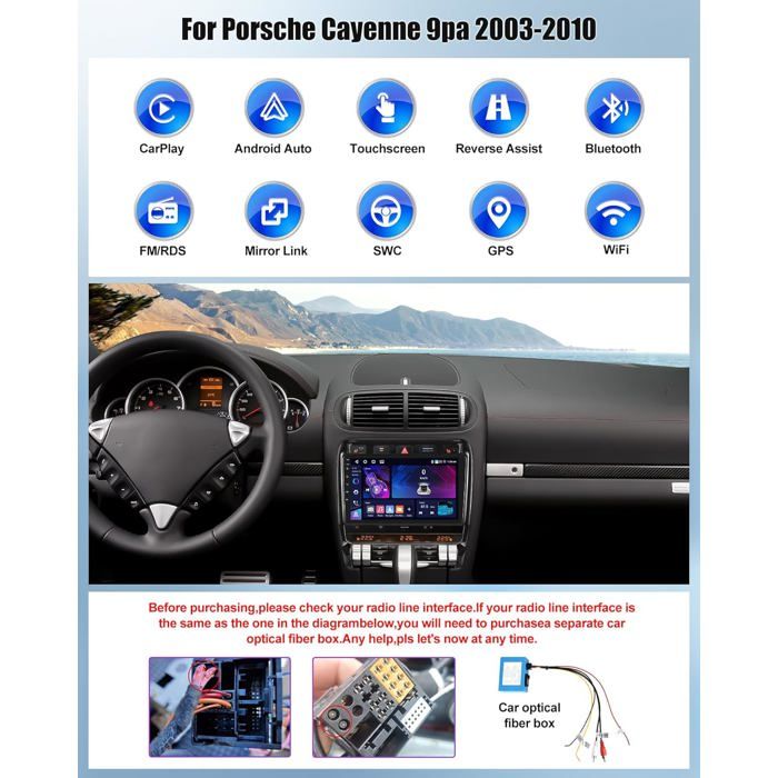 OiLiehu Radio de Coche con Apple CarPlay Android Auto inalámbrico, Radio con Pantalla táctil
