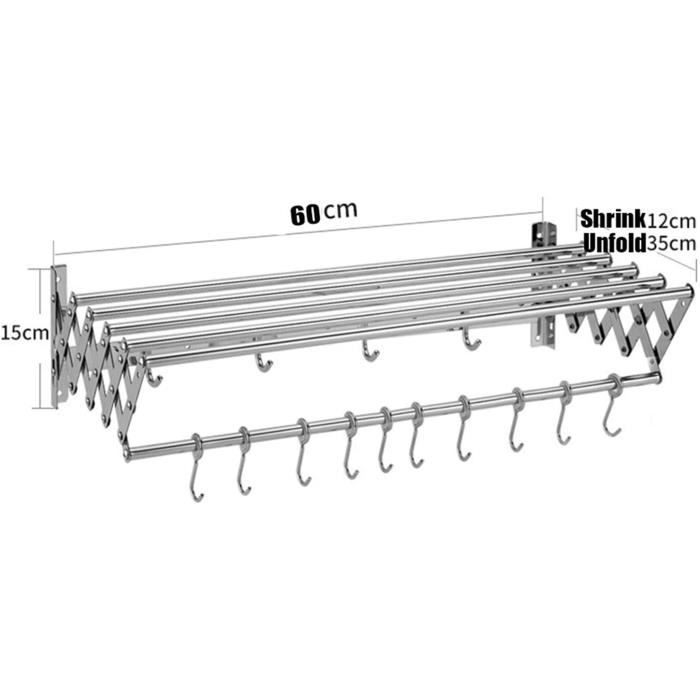 Étendoir à Linge Innotic 2 Niveaux - 33 Barres - Pliable En 3 Secondes - Acier Inoxydable - Pour Intérieur/Extérieur